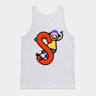 Letter S for Boys alphabet Kids Colorful Cartoon Character Tank Top